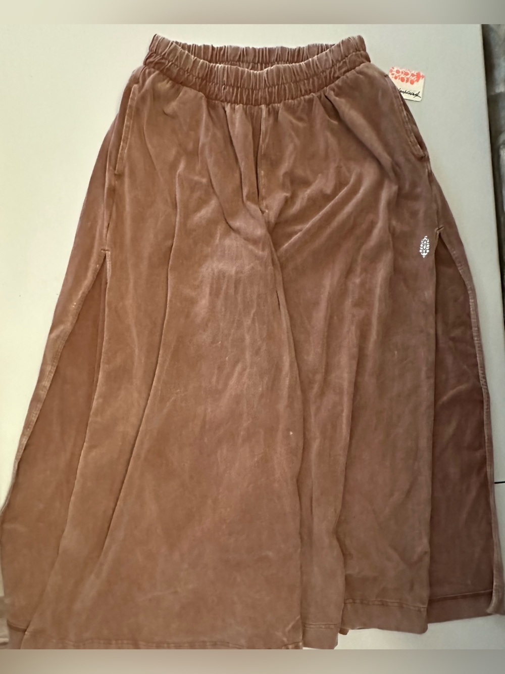 Free People Brown Velvet Pants with High Slit Size Small